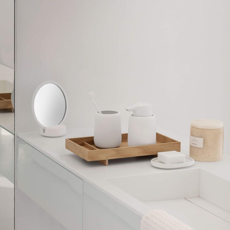blomus SONO Magnifying Vanity Mirror 18.5cmx17cmx9cm / 7.3"x6.7"x 3.5" Moonbeam (Beige) - Image 4